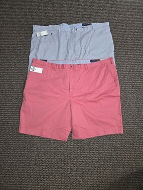 Polo Ralph Lauren Mens 50b Shorts Lot Bnwt Blue Seersucker Salmon Pink